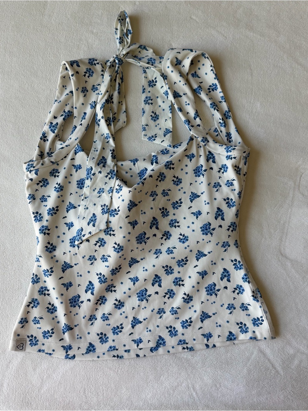 Target White Tie-Strap Tank with Blue Floral Print